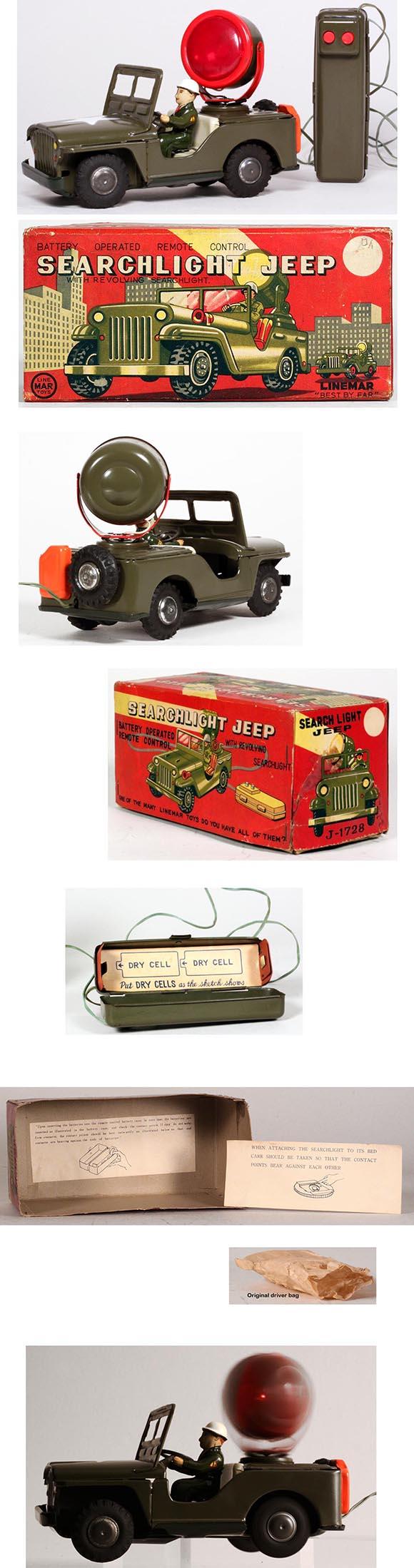 c.1955 Linemar, Searchlight Jeep Original Box